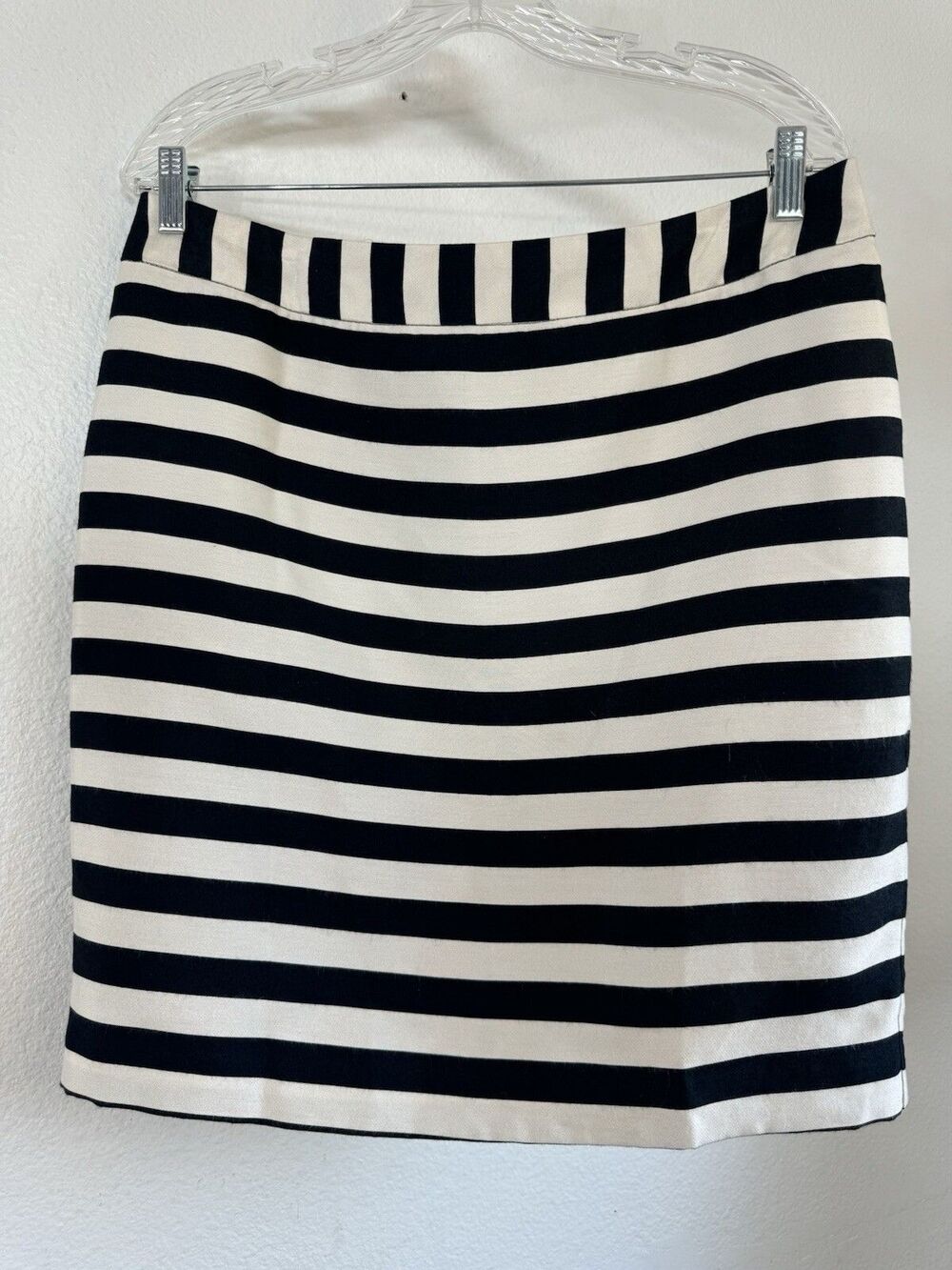 Worthington Womens Straight Skirt Satin Black And White Stripe Mini 12 Petite